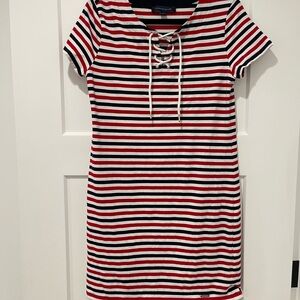 Tommy Hilfiger Red and Black Striped Dress